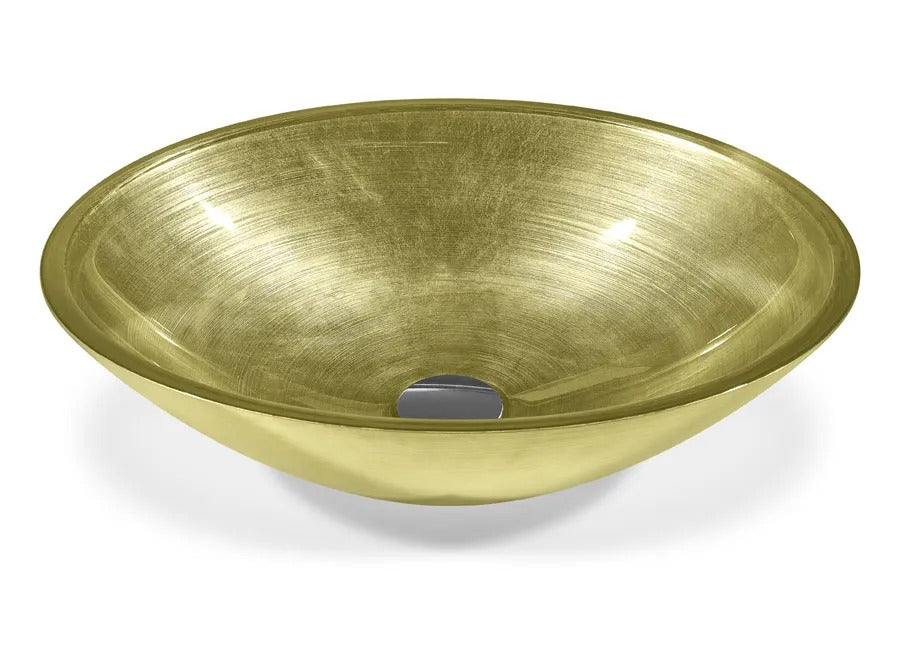 SICIS® Doh Glaswaschbecken Anegom 2 oval in Pistazie – Aufsatzwaschbecken 50 × 40 cm aus bleifreiem Glas mit Rigato-Rillenstruktur