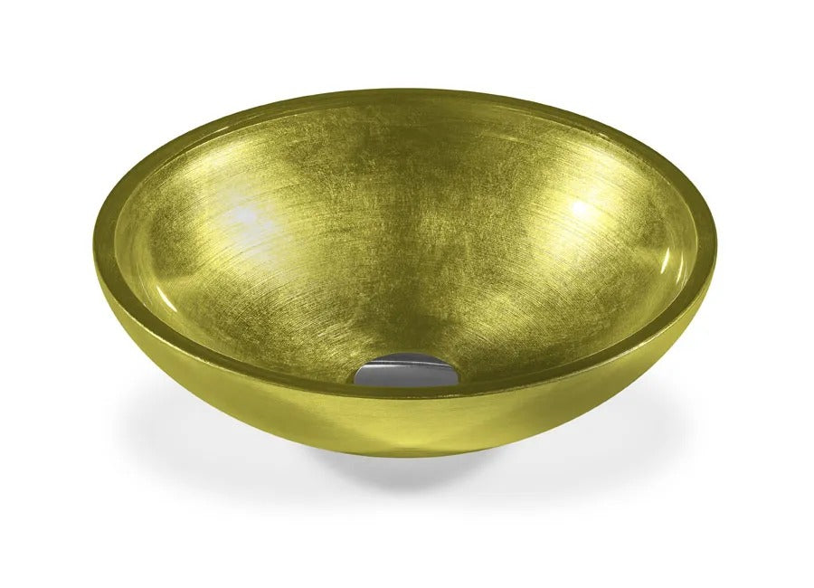 SICIS® Doh Glaswaschbecken Anegom 4 rund in Limette – Aufsatzwaschbecken Ø 40 cm aus bleifreiem Glas mit Rigato-Rillenstruktur