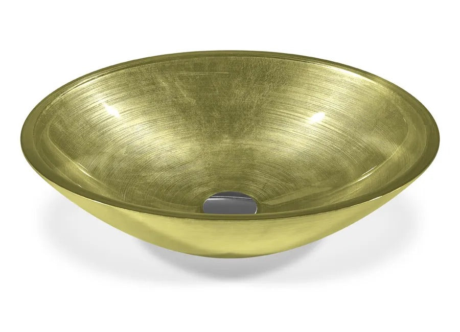 SICIS® Doh Glaswaschbecken Anegom oval in Pistazie – Aufsatzwaschbecken 50 × 40 cm aus bleifreiem Glas mit Rigato-Rillenstruktur