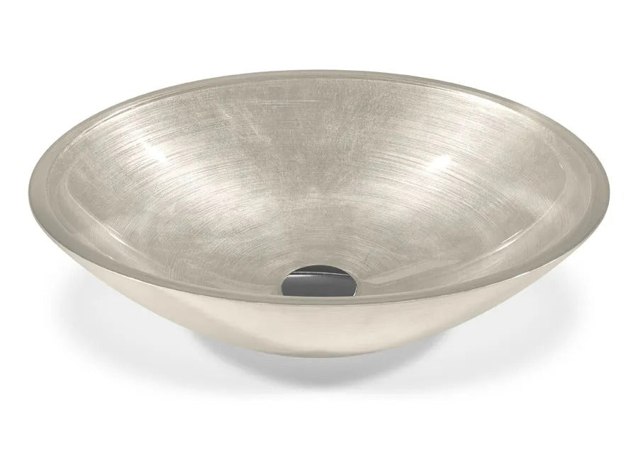 SICIS® Doh Glaswaschbecken Chantal 2 oval in Champagner – Aufsatzwaschbecken 50 × 40 cm aus bleifreiem Glas mit Rigato-Rillenstruktur