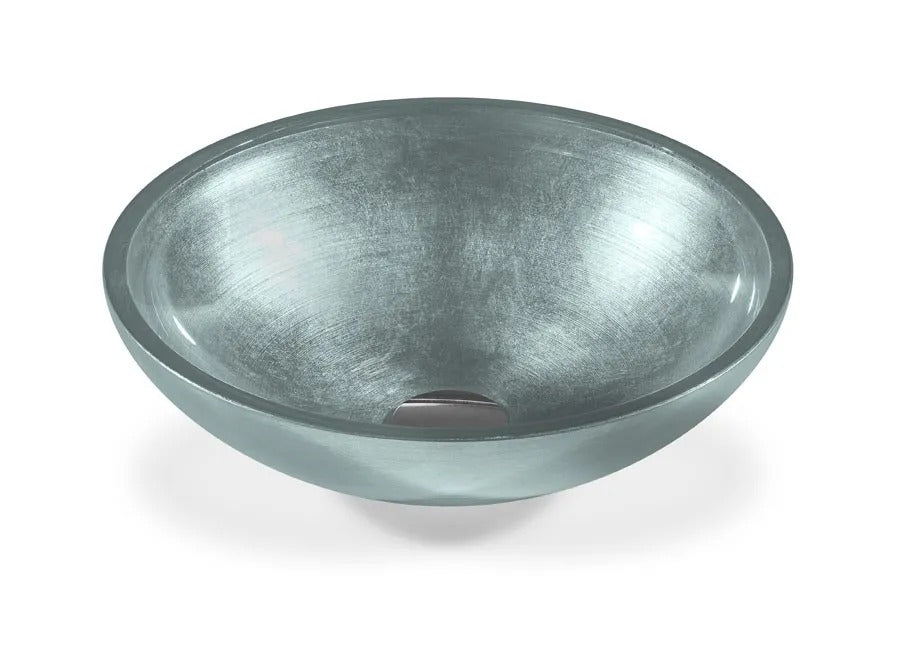 SICIS® Doh Glaswaschbecken Dargena rund in Mint – Aufsatzwaschbecken Ø 40 cm aus bleifreiem Glas mit Rigato-Rillenstruktur