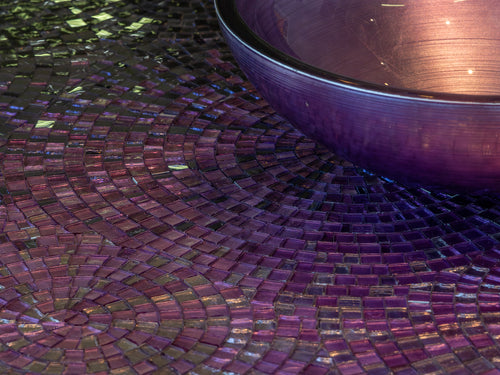 Round Doh glass basin in Purple with matching glass mosaics from the Colibrí collection