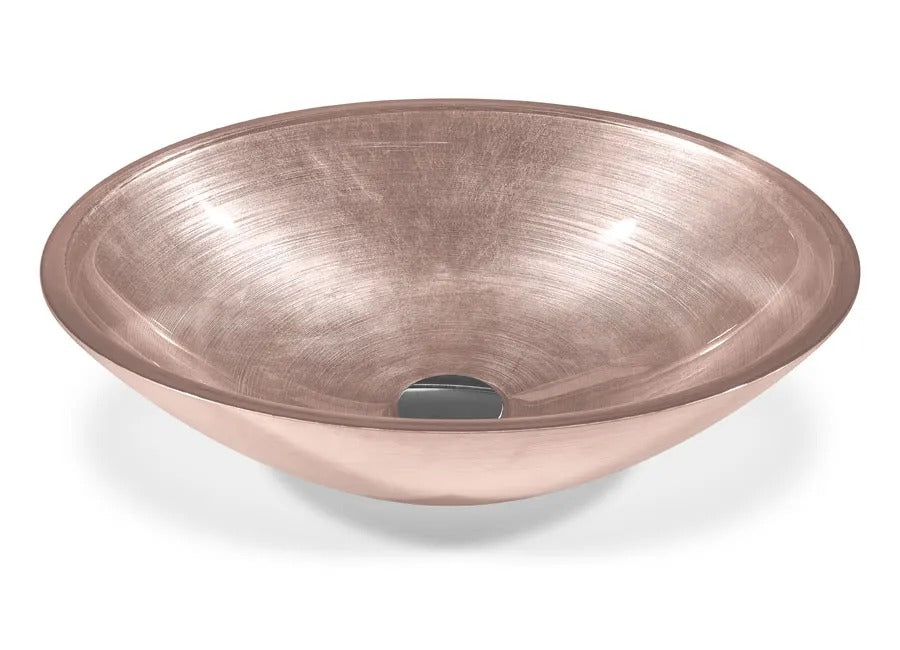 SICIS® Doh Glaswaschbecken Fentas 2 oval in Rosé – Aufsatzwaschbecken 50 × 40 cm aus bleifreiem Glas mit Rigato-Rillenstruktur
