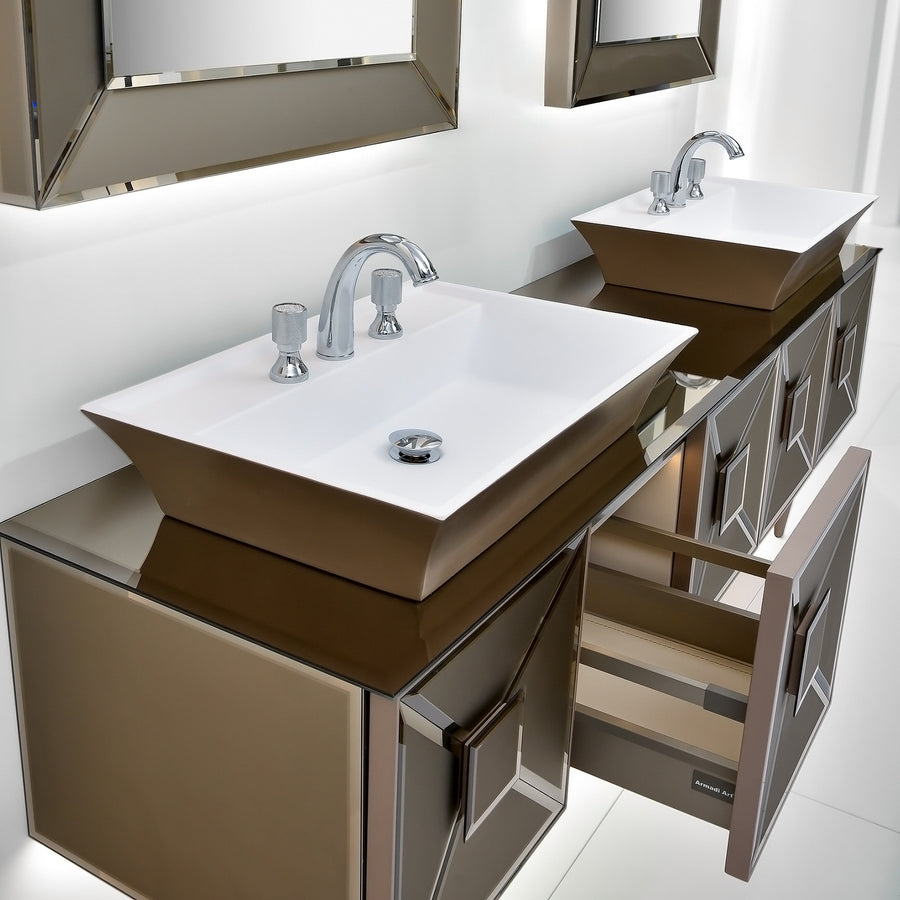 Fiaba Anthracite designer bathroom furniture set with double washbasin and two mirrors