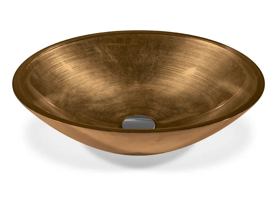 SICIS® Doh Glaswaschbecken Granada 2 oval in Bernstein – Aufsatzwaschbecken 50 × 40 cm aus bleifreiem Glas mit Rigato-Rillenstruktur