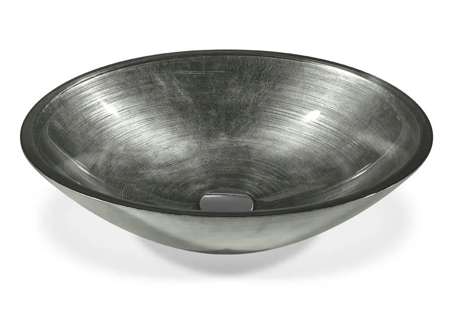 SICIS® Doh Glaswaschbecken Grey Flannel 3 oval in Anthrazit – Aufsatzwaschbecken 50 × 40 cm aus bleifreiem Glas mit Rigato-Rillenstruktur
