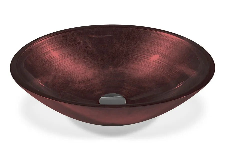 SICIS® Doh Glaswaschbecken Lidris oval in Bordeaux – Aufsatzwaschbecken 50 × 40 cm aus bleifreiem Glas mit Rigato-Rillenstruktur