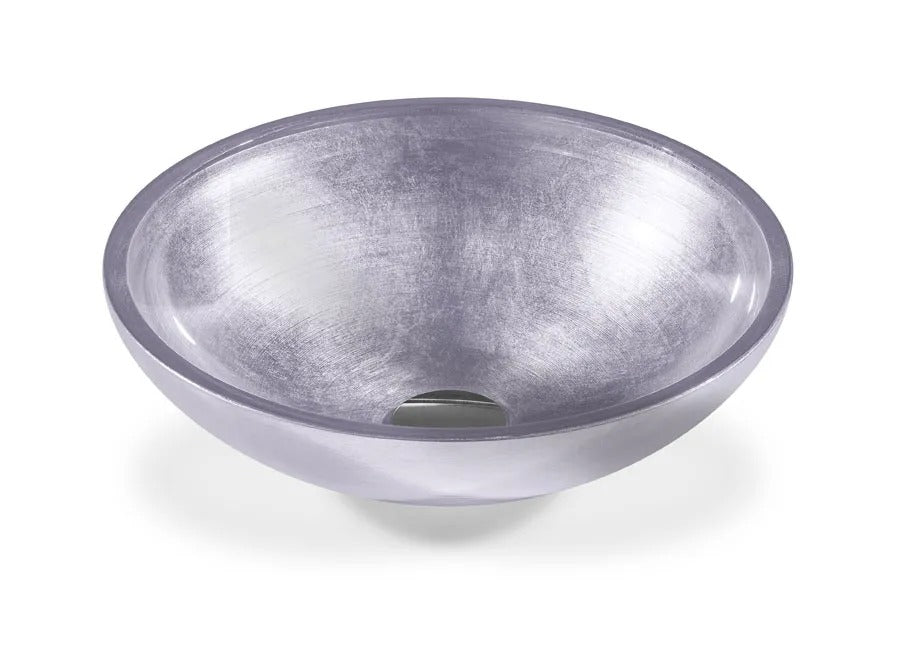 SICIS® Doh Glaswaschbecken Marver rund in Flieder – Aufsatzwaschbecken Ø 40 cm aus bleifreiem Glas mit Rigato-Rillenstruktur