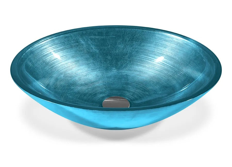 SICIS® Doh Glaswaschbecken Pavon 2 oval in Türkis – Aufsatzwaschbecken 50 × 40 cm aus bleifreiem Glas mit Rigato-Rillenstruktur
