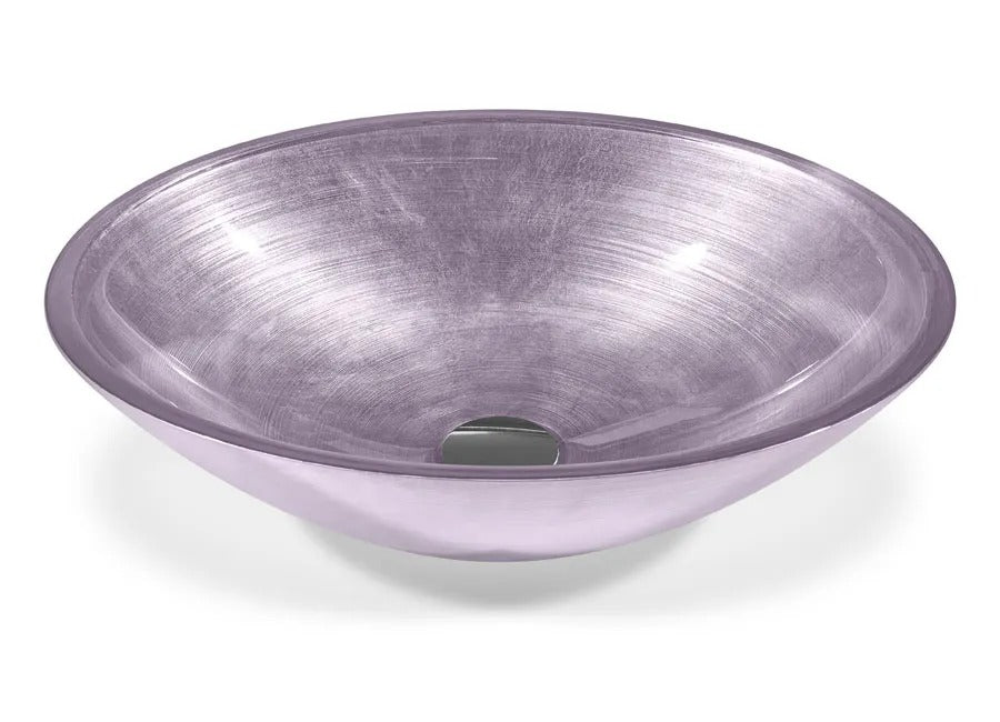 SICIS® Doh Glaswaschbecken Sakirma 2 oval in Flieder – Aufsatzwaschbecken 50 × 40 cm aus bleifreiem Glas mit Rigato-Rillenstruktur