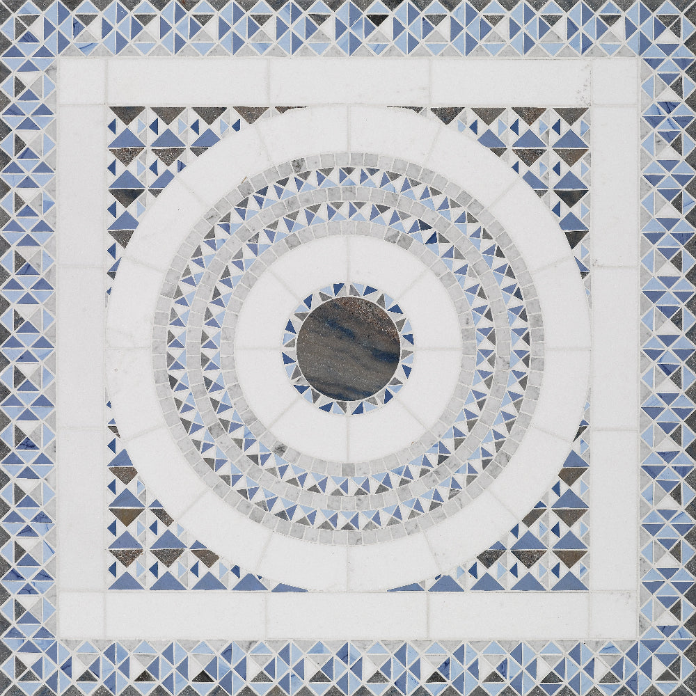 Discover SICIS® marble mosaic tiles in Blue for interiors and exteriors, spas, living spaces, terraces or foyers at Tiamont. 
