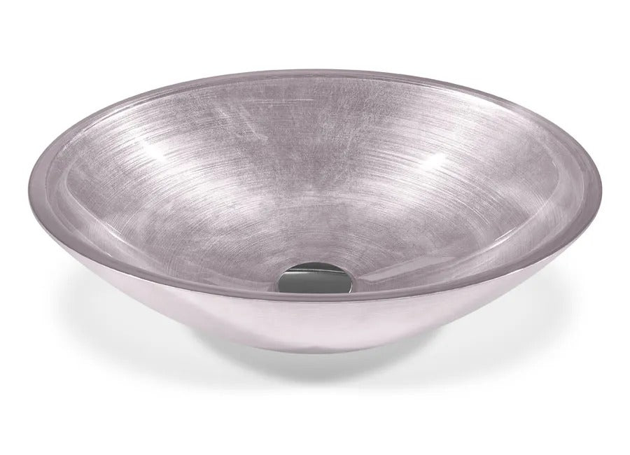 SICIS® Doh Glaswaschbecken Sindria oval in Perlmutt – Aufsatzwaschbecken 50 × 40 cm aus bleifreiem Glas mit Rigato-Rillenstruktur