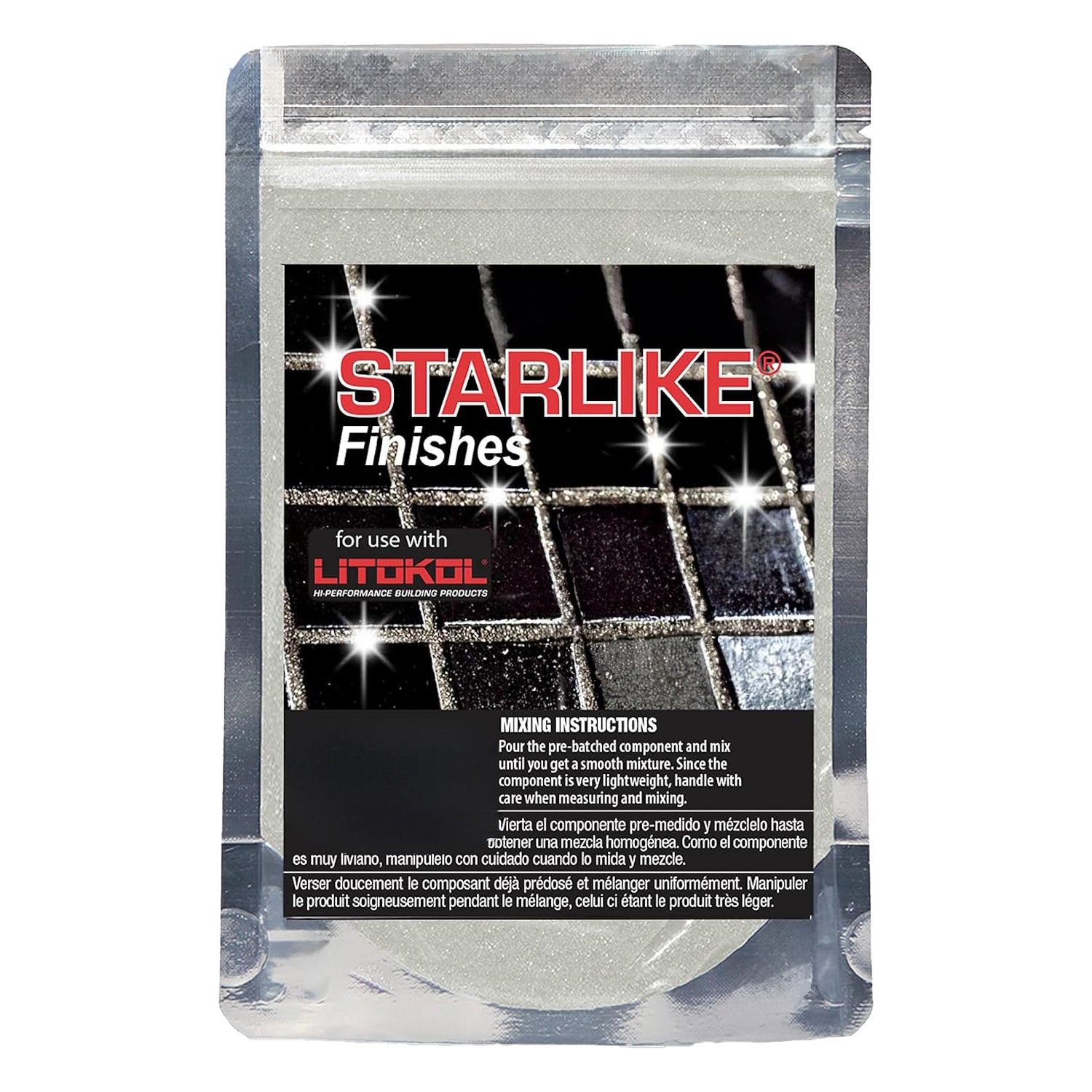 Starlike® finishes with Starlike® Crystal in Shining Gold, Platinum, Copper, Rusty and Bronze by Litokol at Tiamont.
