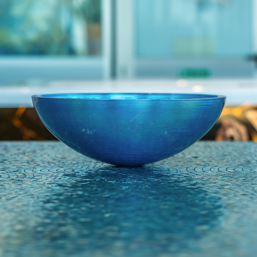 Blue Lagoon round SICIS premium glass washbasin in turquoise